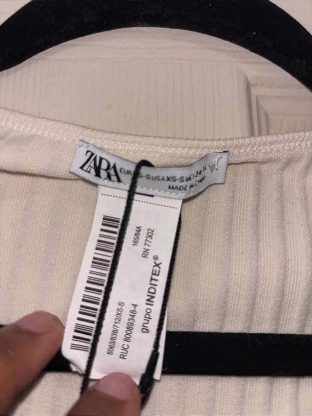 ZARA Cream Ribbed Knit Top - Picture 2 of 5